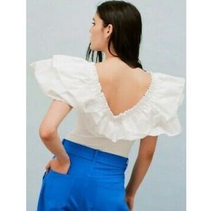 Zara White Ruffled Bodysuit
